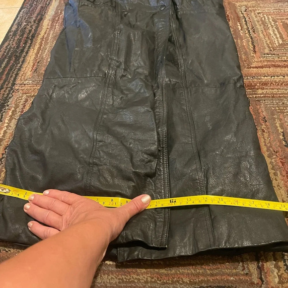 VTG Natural leather long jacket/ coat size M BLACK Turkey - Picture 8 of 11